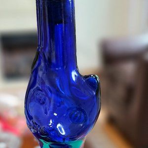 vintage Riesling bottle kitten from Germany Cobalt blue with sleek lines